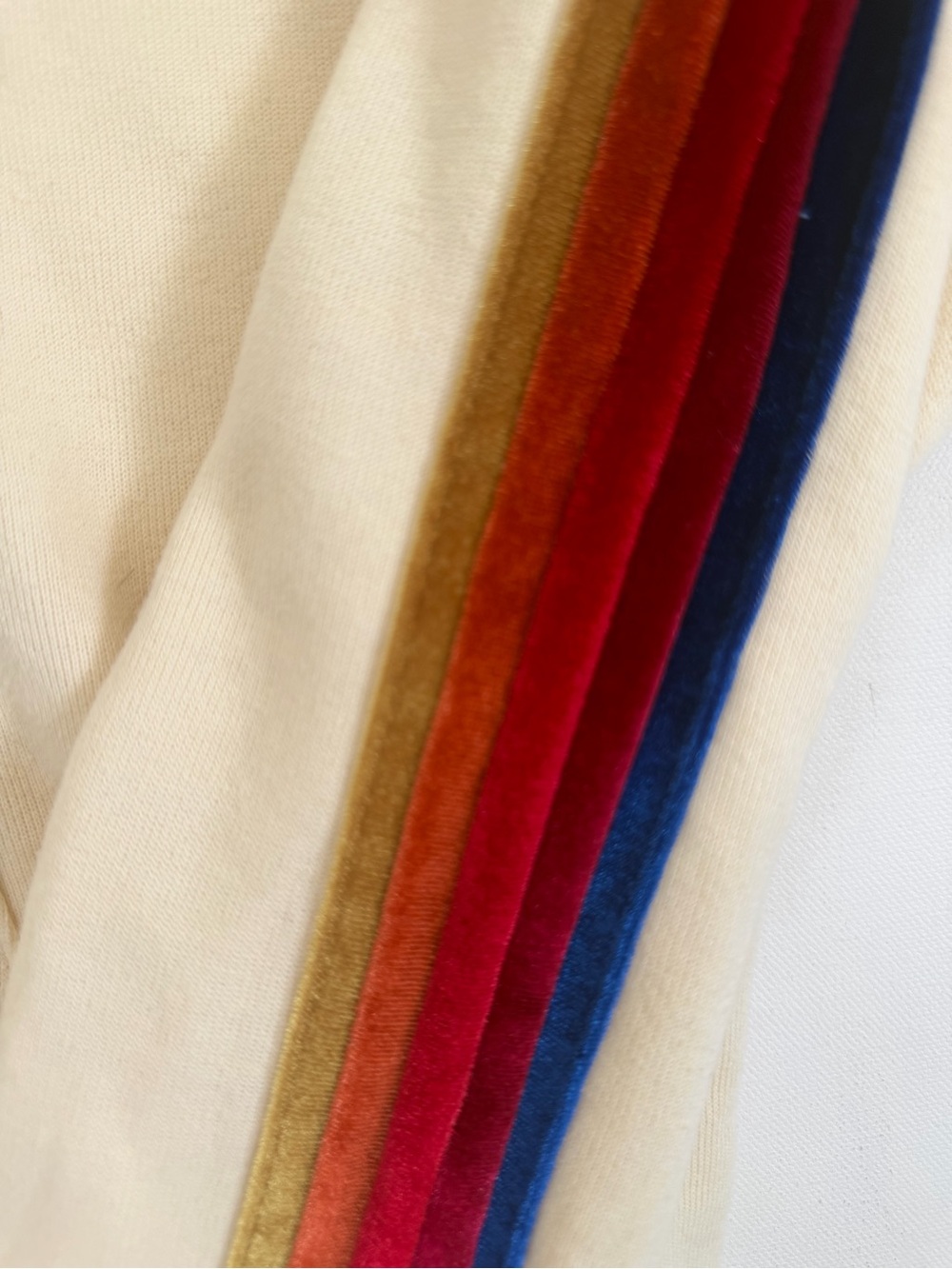 Aviator Nation Cream Hoodie with velvet Stripe Sleeve - RARE 🌈 MEDIUM - Picture 13 of 16